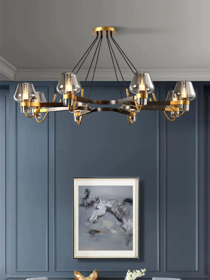Post-modern Light Full Brass Chandelier for Living Room/Bedroom