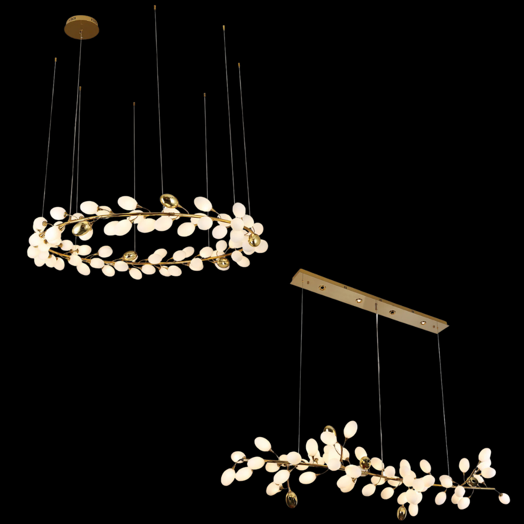 Creative Art Grape Chandelier Pure White Nordic Ring and Linear Design for Living Room or Dining Room