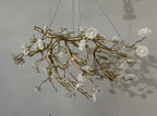 Post-Modern Art Brass and Ceramics Flower Pendant Branch Chandelier for Living/Dining Room