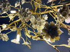 Post-Modern Art Brass and Ceramics Flower Pendant Branch Chandelier for Living/Dining Room