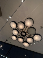 Modern 10-Light Round Alabaster Cluster Chandelier for Low-ceiling