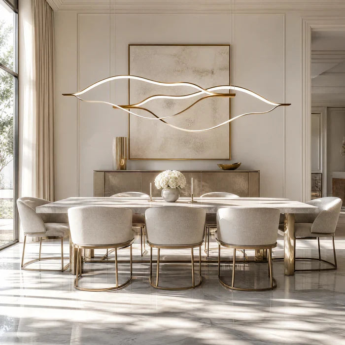 Modern Simple Brass Waving Chandelier