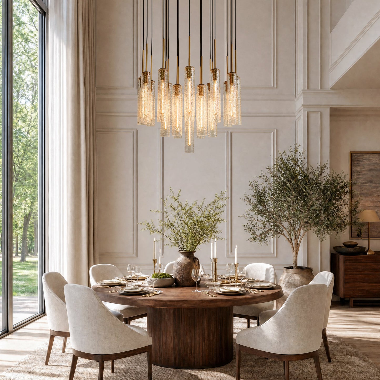 Colleena Hammered Glass Round Chandelier