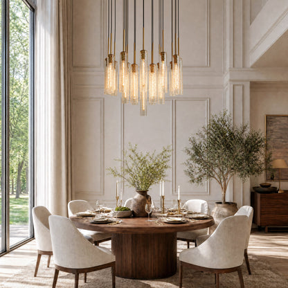 Colleena Hammered Glass Round Chandelier