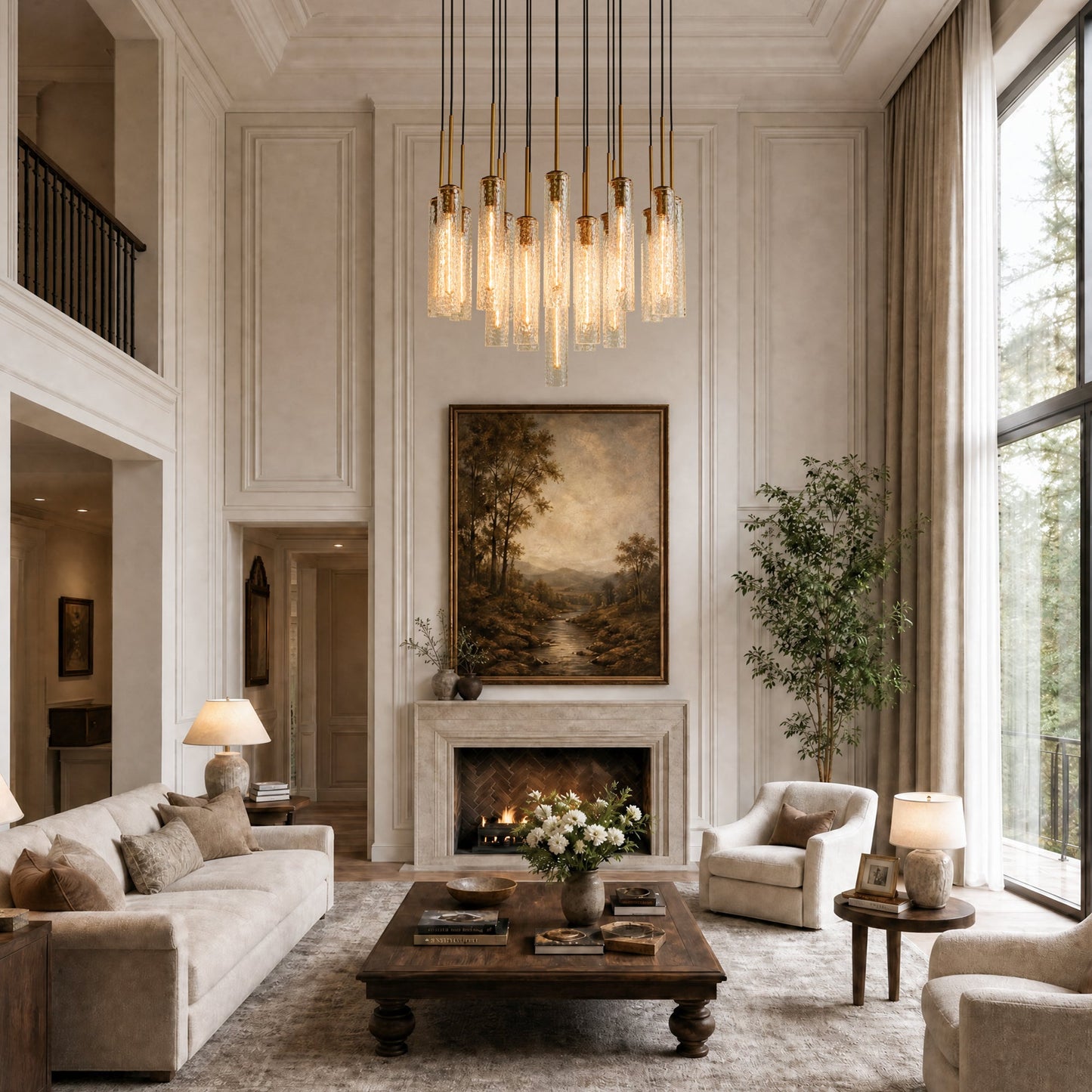 Colleena Hammered Glass Round Chandelier
