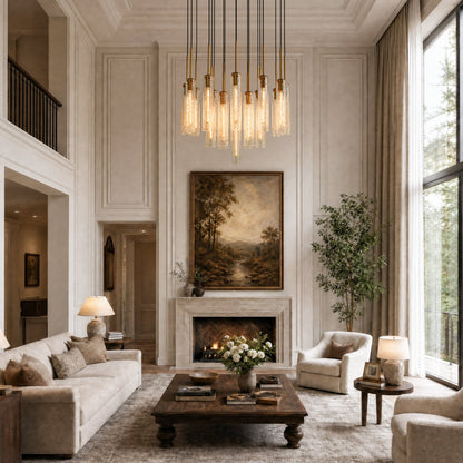 Colleena Hammered Glass Round Chandelier