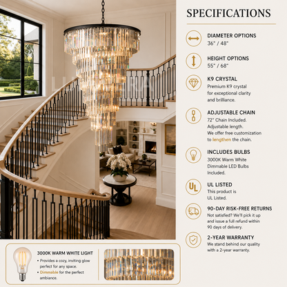 Heristal Crystal Chandelier for Foyer, Entry way, Staircase