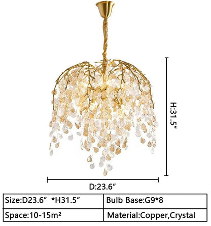 Modern Luxury Leaf Branch Glass Chandelier for Living/Dining Room/Bedroom