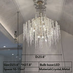 Light Luxury Silver Flower Branch Chandelier with Icicle Details for Bedroom Dining Room and Hallway