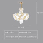 Modern Light Luxury Designer Style Flower Light Crystal Pendant Chandelier for Living Room/Bedroom/Big Entryway