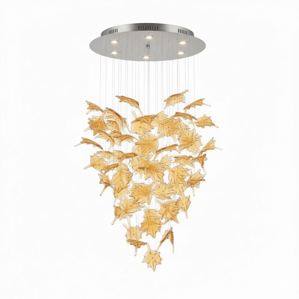 Multicolor Crystal Spiral Maple Leaf Chandelier
