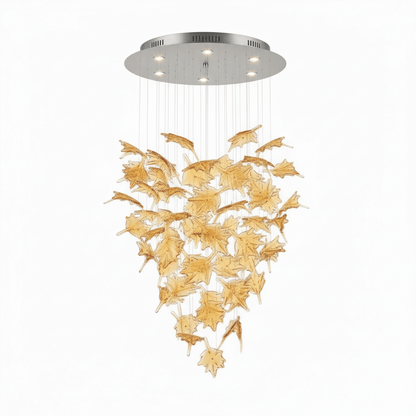 Multicolor Crystal Spiral Maple Leaf Chandelier