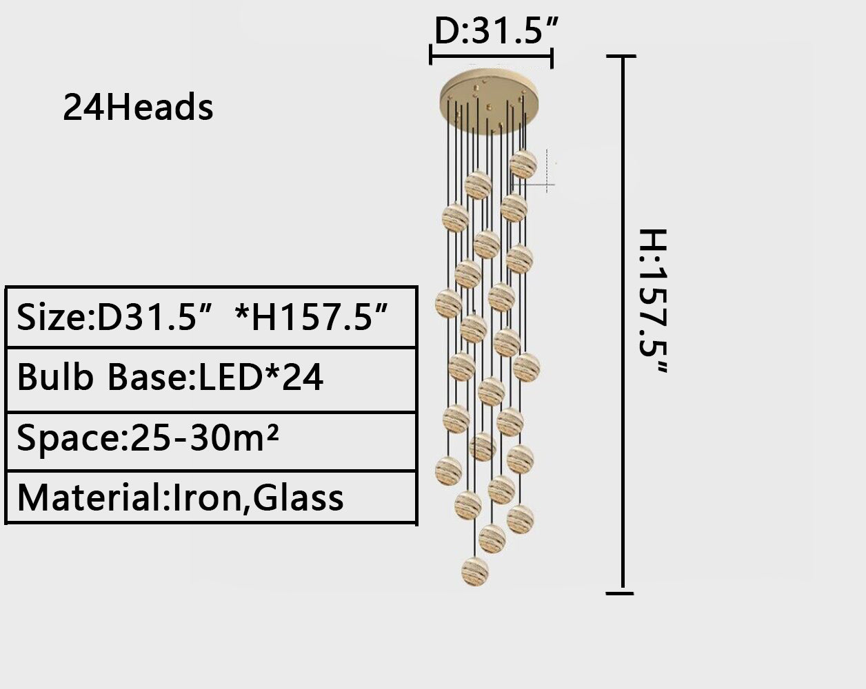 Nordic Planet Creative Long Ball Pendant Chandelier Staircase Foyer