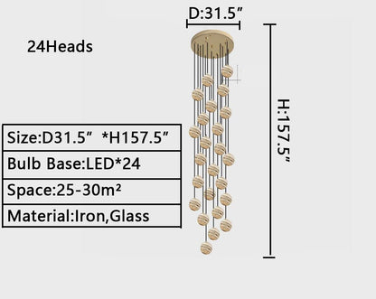 Nordic Planet Creative Long Ball Pendant Chandelier Staircase Foyer