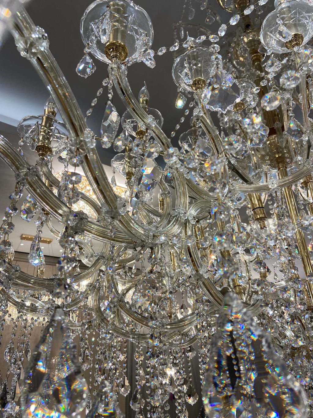 Extra Large Elegant Crystal Chandelier in Branch Style with Candle Layers for Stairs Living Room and Foyer