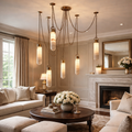 Alabaster Cylindrical Draped Chain Chandelier