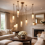 Alabaster Cylindrical Draped Chain Chandelier
