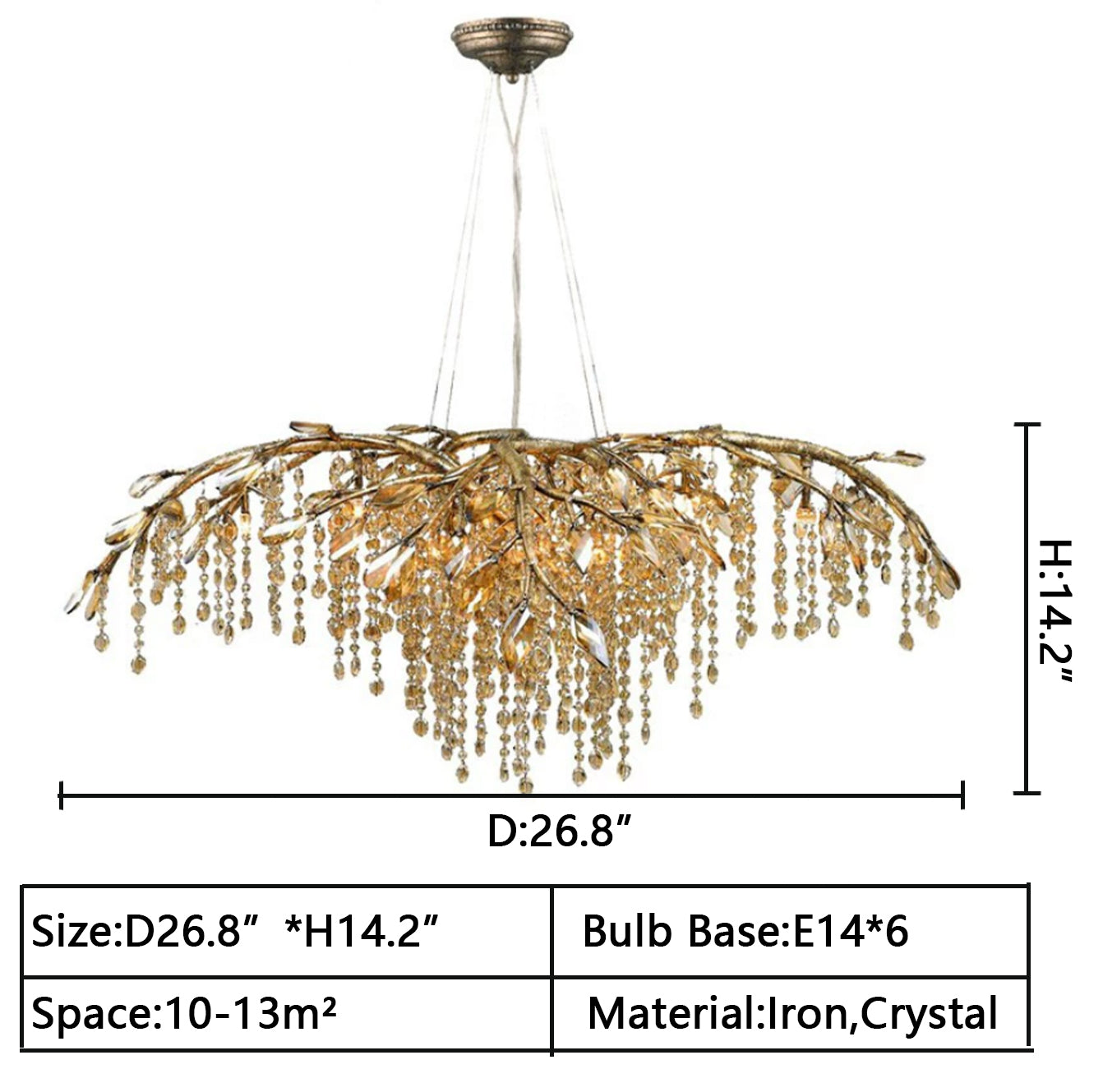 New Luxury Branch Crystal Pendant Chandelier Designer Creative Art Dining Room/Living Room Light Fixture