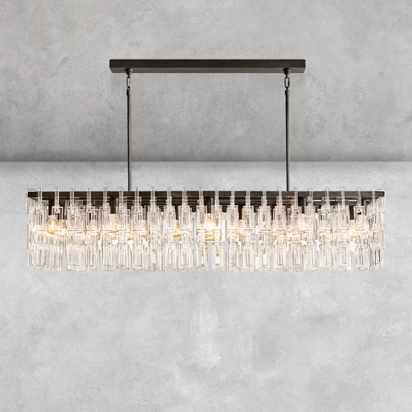 Aurelia K9 Crystal Modern Rectangular Chandelier 60"
