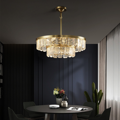 Rebecca Postmodern Double Tier Crystal Chandelier