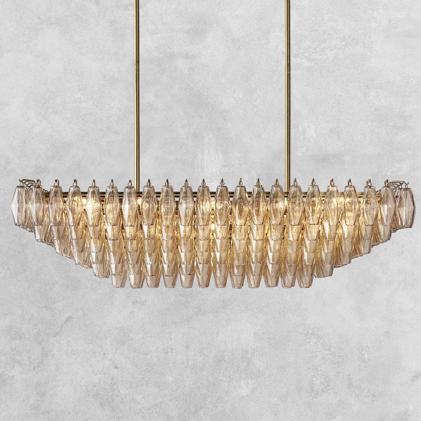 Kiaris Glass Tiered Rectangular Chandelier 54'' 74''