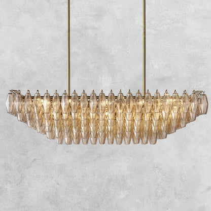 Kiaris Glass Tiered Rectangular Chandelier 54'' 74''