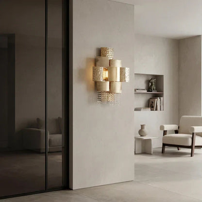 Amadeo Square Brass Crystal Sconce