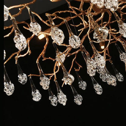Creative Rose Crystal Brass Branch Chandelier