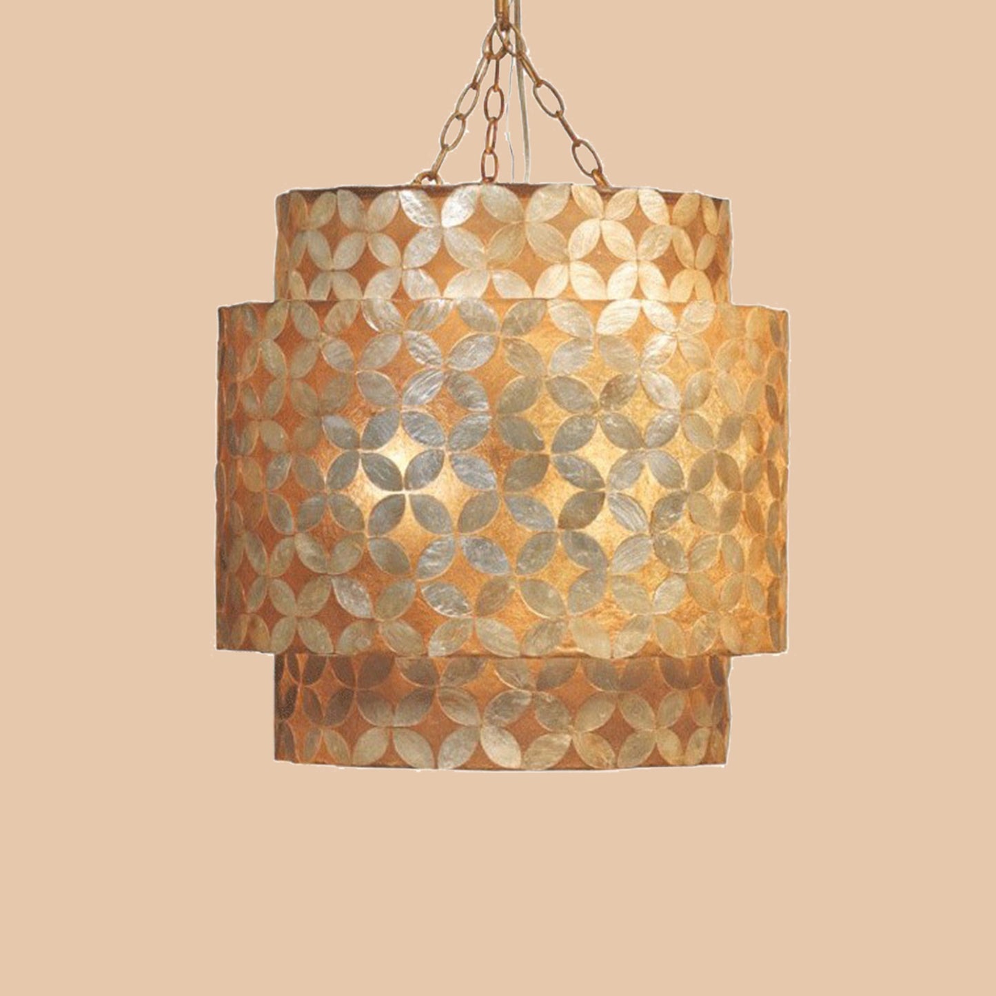 Layered Capiz Shell Pendant Chandelier