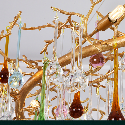 Avis Colorful Crystal Rain Branch Chandelier
