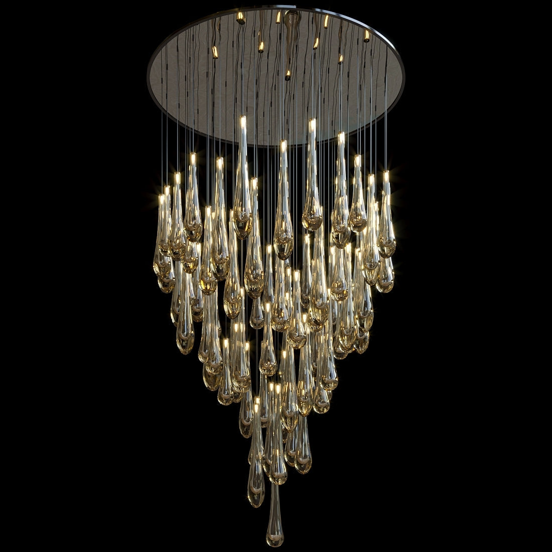 Amber Teardrop Rain Glass Chandelier