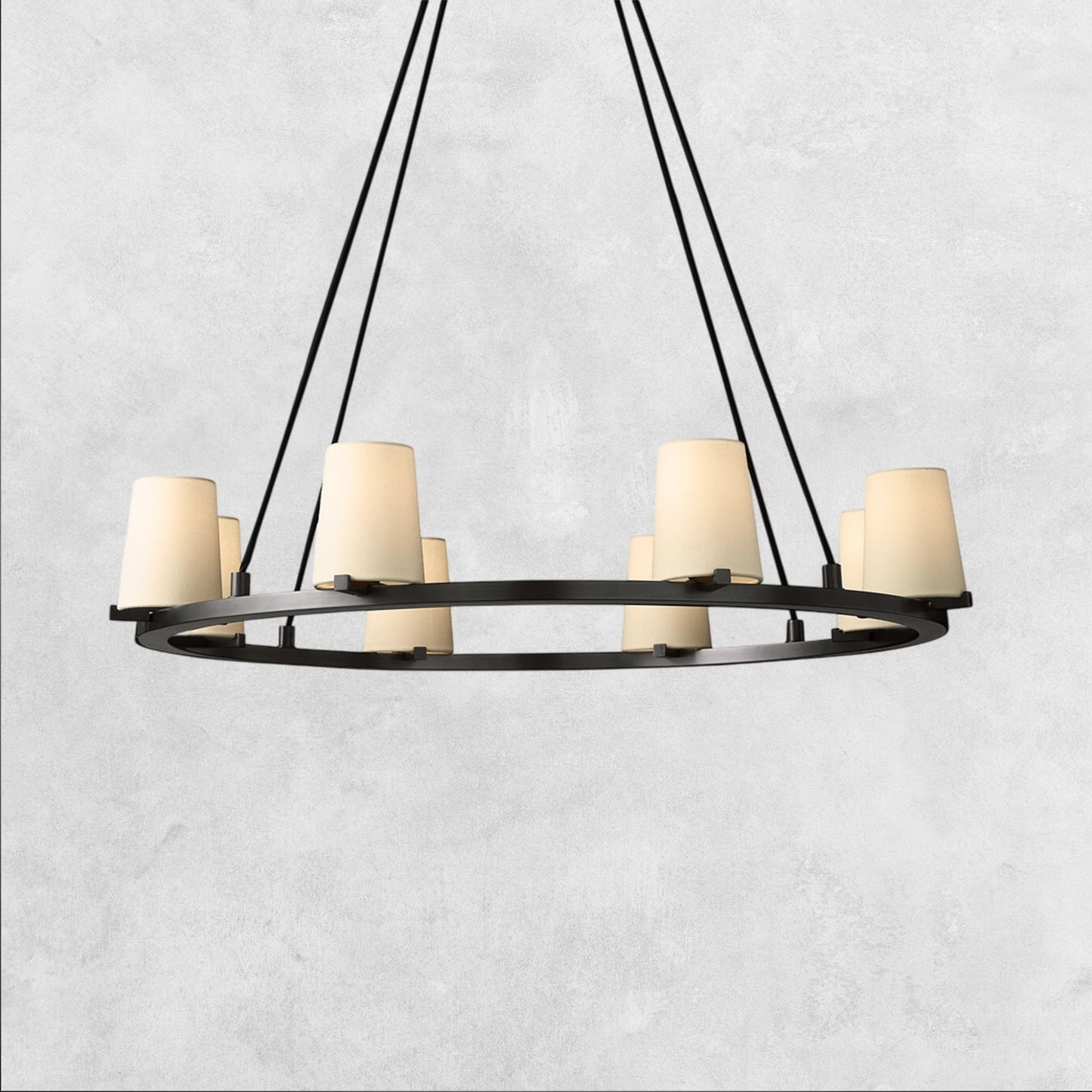 Pauilla Fabric Shade Round Chandelier 36" 48" 60″