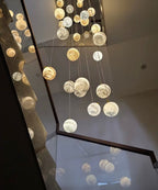 Nordic Planet Creative Long Ball Pendant Chandelier Staircase Foyer
