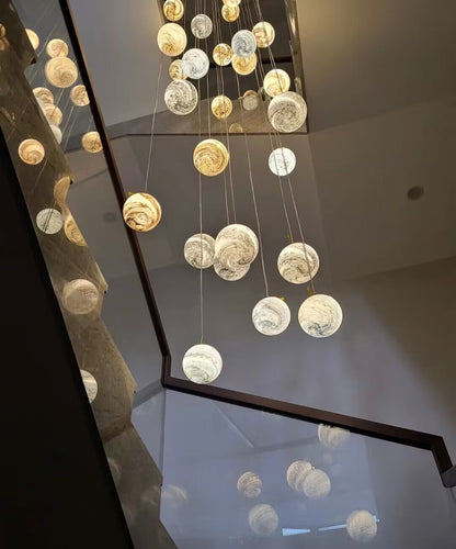 Nordic Planet Creative Long Ball Pendant Chandelier Staircase Foyer
