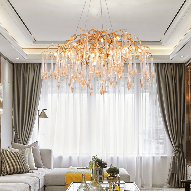 Agnes Brass Branch Crystal Chandelier