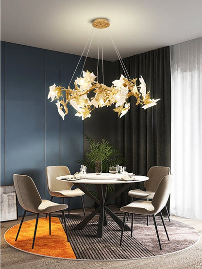 TLL Branch Maple Leaf Crystal Chandelier
