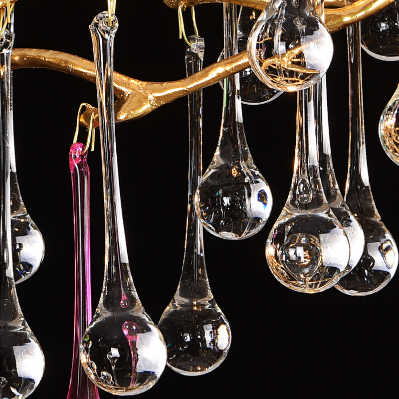 Avis Colorful Crystal Rain Aluminum Branch Chandelier