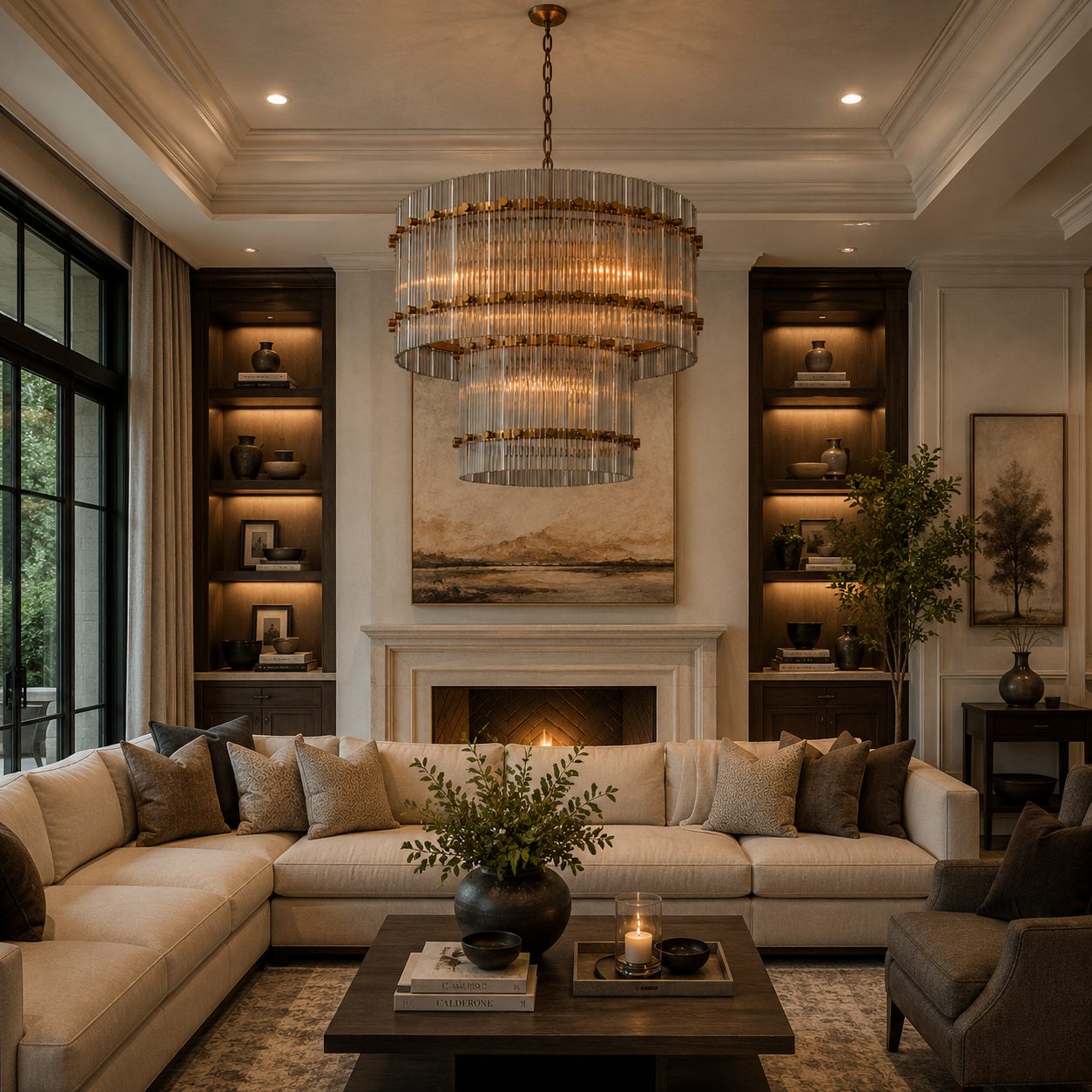 Sae Nari Glass Two-Tier Round Chandelier