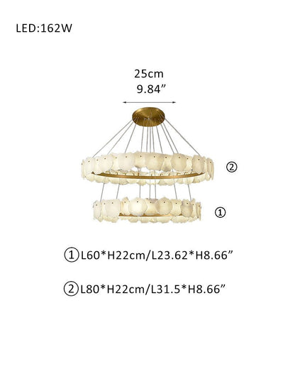 3-Tiered Stairwell Chandeliers | Irregular Alabaster Plate In Disk Ceiling With Long Cord