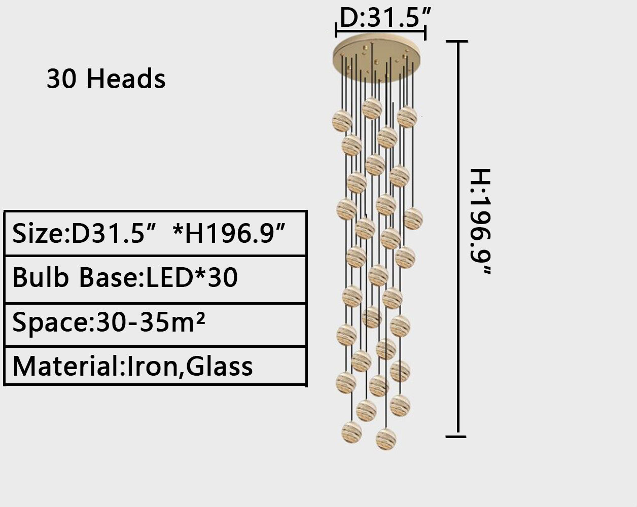 Nordic Planet Creative Long Ball Pendant Chandelier Staircase Foyer