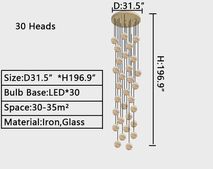 Nordic Planet Creative Long Ball Pendant Chandelier Staircase Foyer