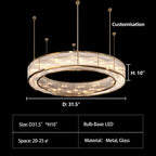 Modern Round Drum Dimmable Chandelier for Living Room/Bedroom