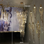 Modern Oversized Luxury Copper Crystal Long Crystal Branch Air Bubble Drop Staircase Light fixture