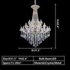 Extra Large French Candle Crystal Branch Chandelier for Foyer and Staircase