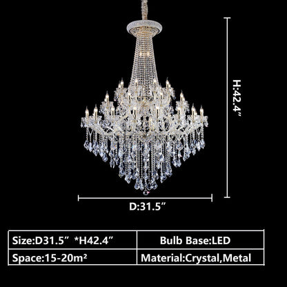 Extra Large French Candle Crystal Branch Chandelier for Foyer and Staircase