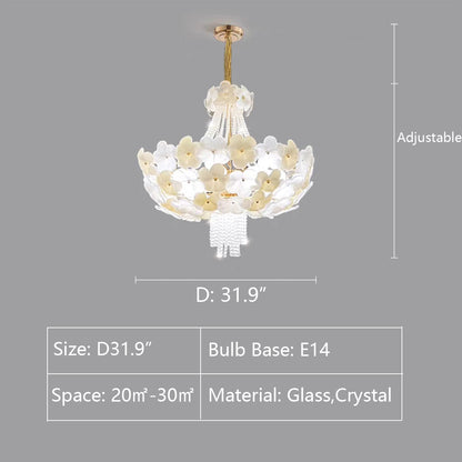 Modern Light Luxury Designer Style Flower Light Crystal Pendant Chandelier for Living Room/Bedroom/Big Entryway