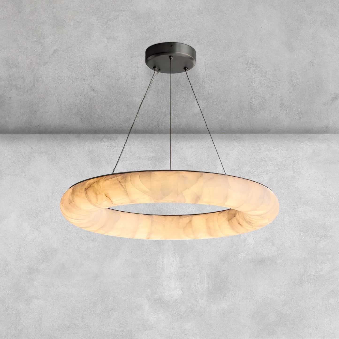 Riora Lisse Alabaster Round Chandelier 31" 41" 61"D