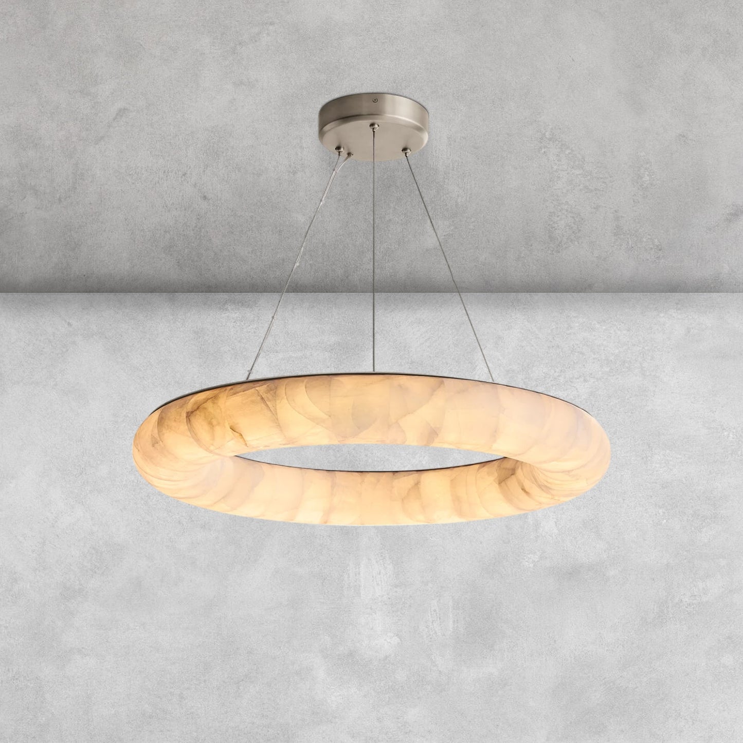 Riora Lisse Alabaster Round Chandelier 31" 41" 61"D