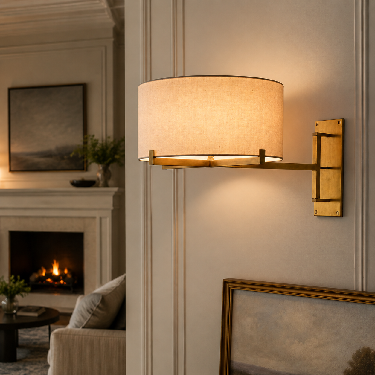 Parenlace Drum Shade Swing-Arm Sconce