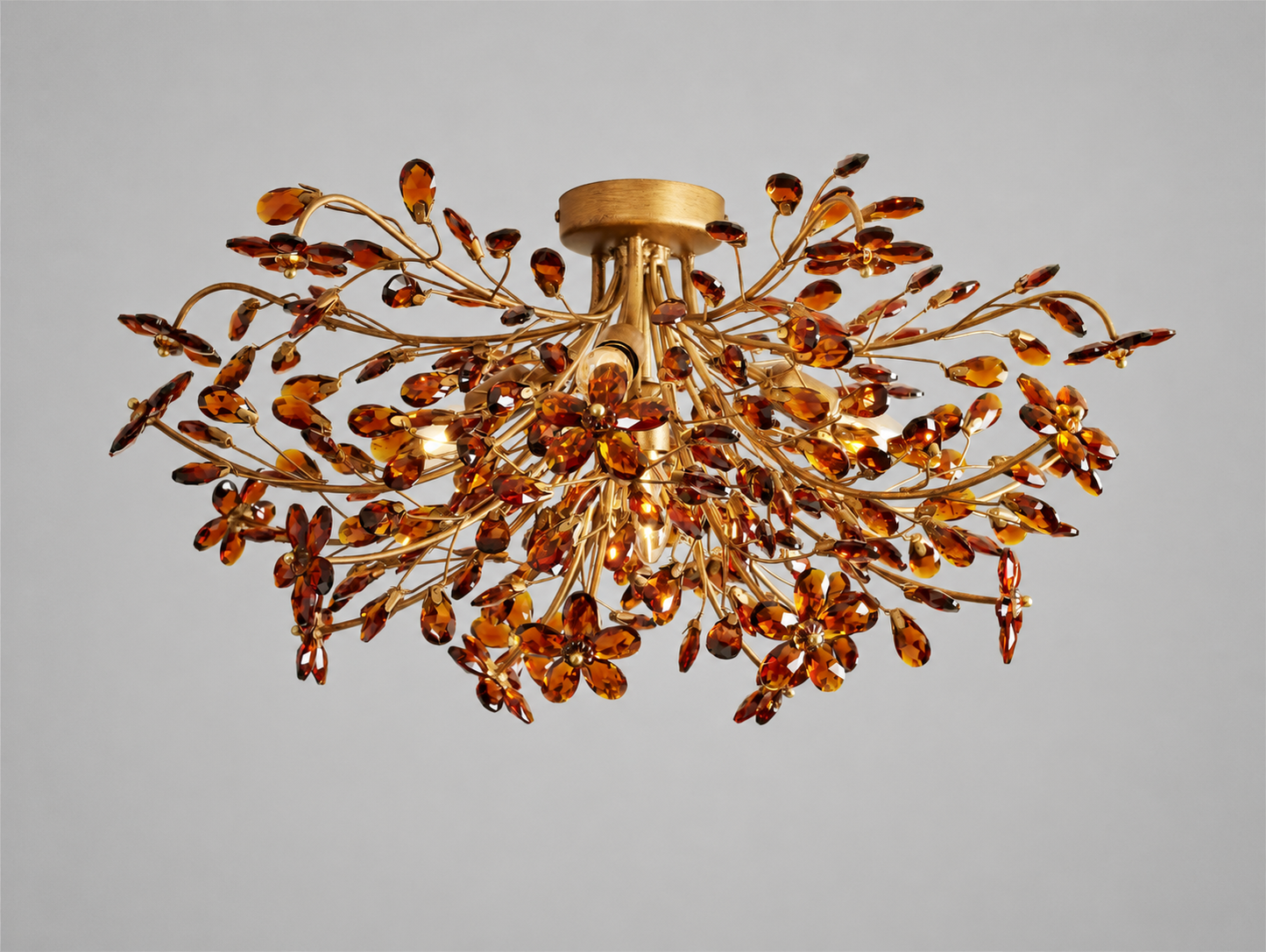 Fiore 28" Flush Mount in Brass with Amber Glass